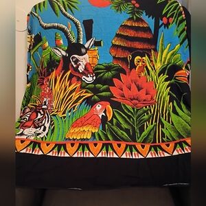 VTG Fun Wear Colorful Jungle Print Scarf -Wrap  41 1/2 X 43 1/2